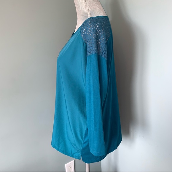 VAN HEUSEN Turquoise blouse office wear women’s size XL long sleeve - Picture 3 of 10